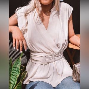 Super cute belted tank blouse